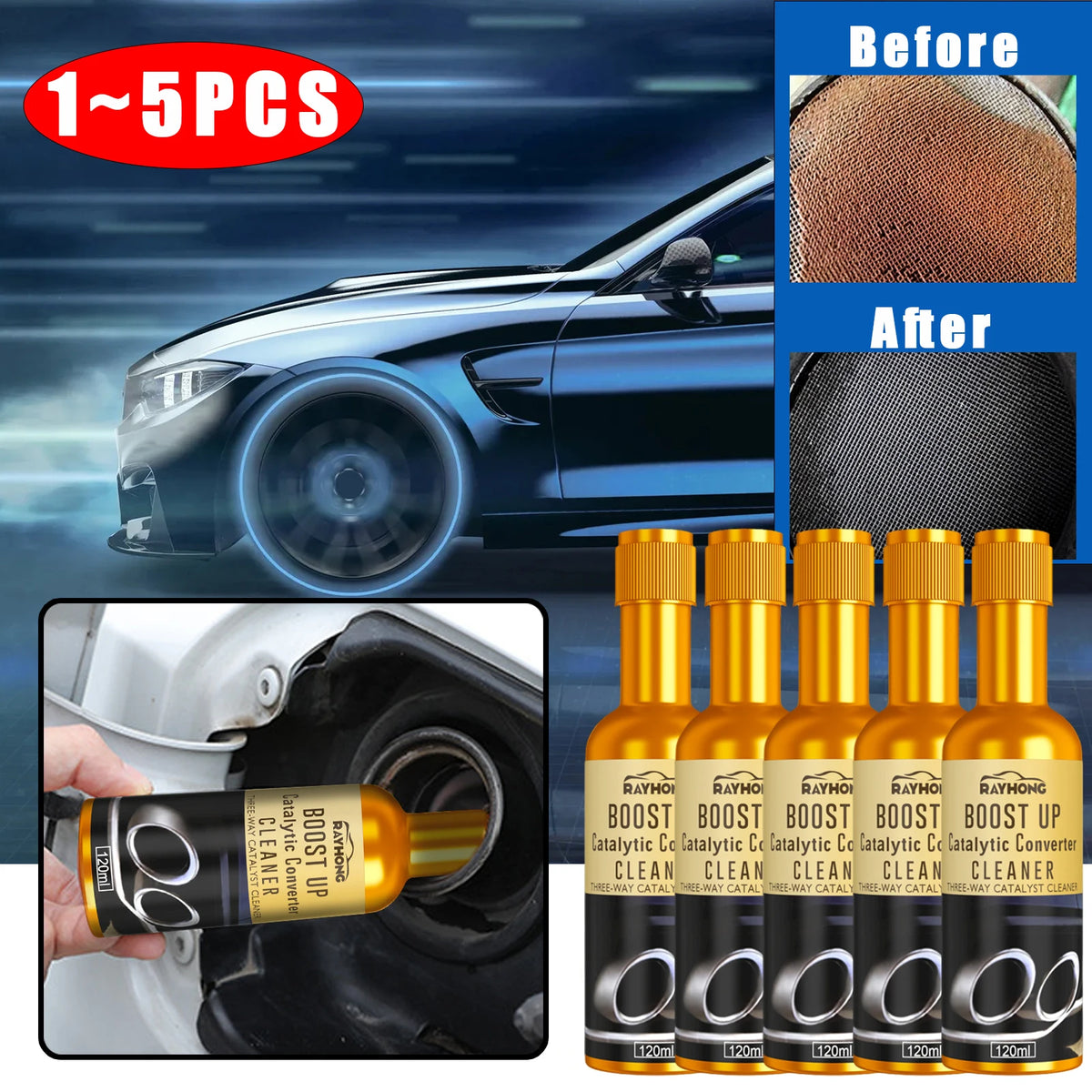 Car Catalytic Converter Cleaner – Engine CSV Clean Accelerator Catalyst Treatment (Multi-Pack)