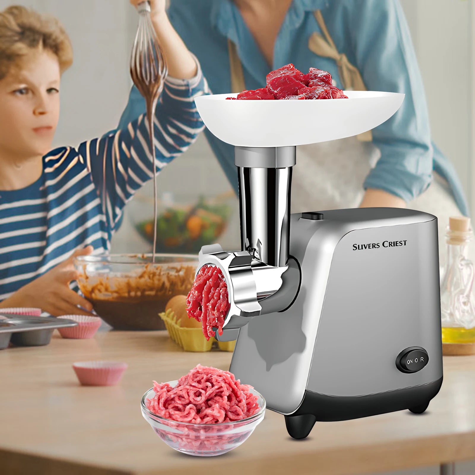800W Electric Meat Grinder — One-Button Operation, Food-Grade Aluminum with Sausage Attachment