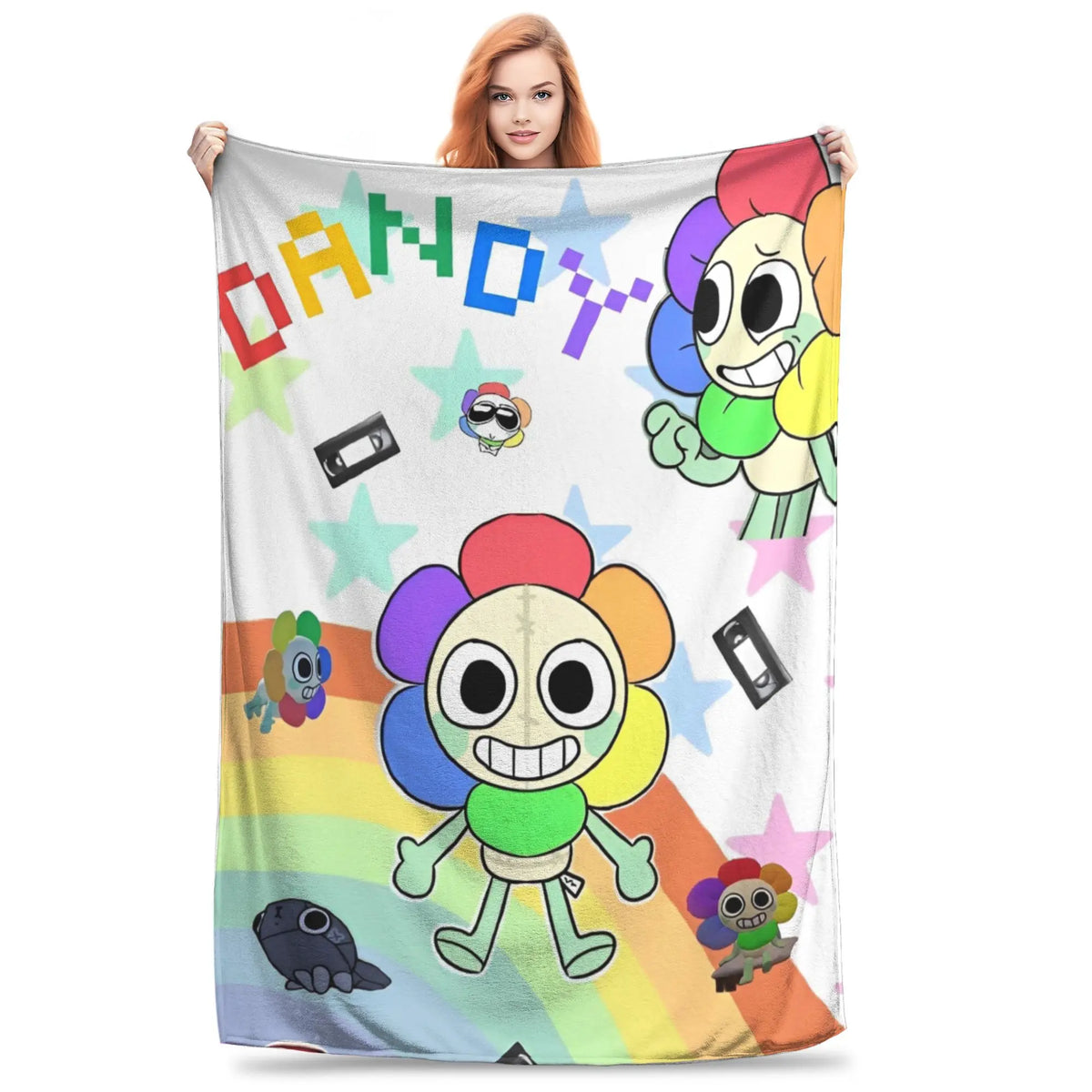 Dandy's World Pebble Fleece Throw Blanket – Soft Novelty Character Print, 5 Sizes