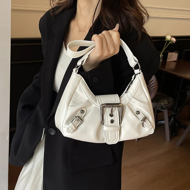 Y2K Retro Pleated Hobo Shoulder Bag – Maillard Style Underarm Clutch for Women