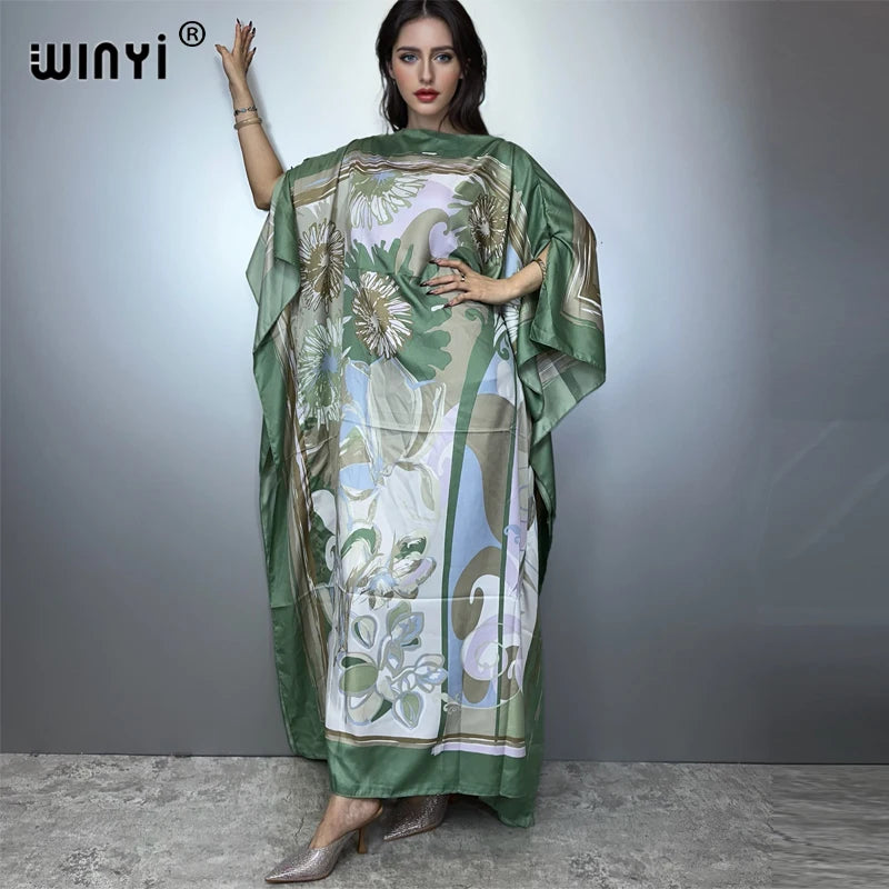 Batwing Maxi Printed Loose Dress — Fashion Design Elegant Party Summer Dress