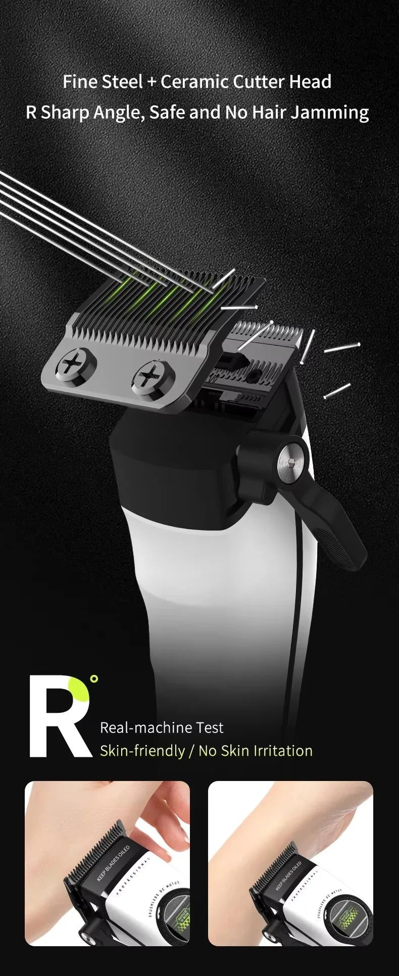 Kemei KM-1593 / KM-1595 Professional Brushless Clipper – 5-Speed, DLC Blade, 200-Min, USB-C