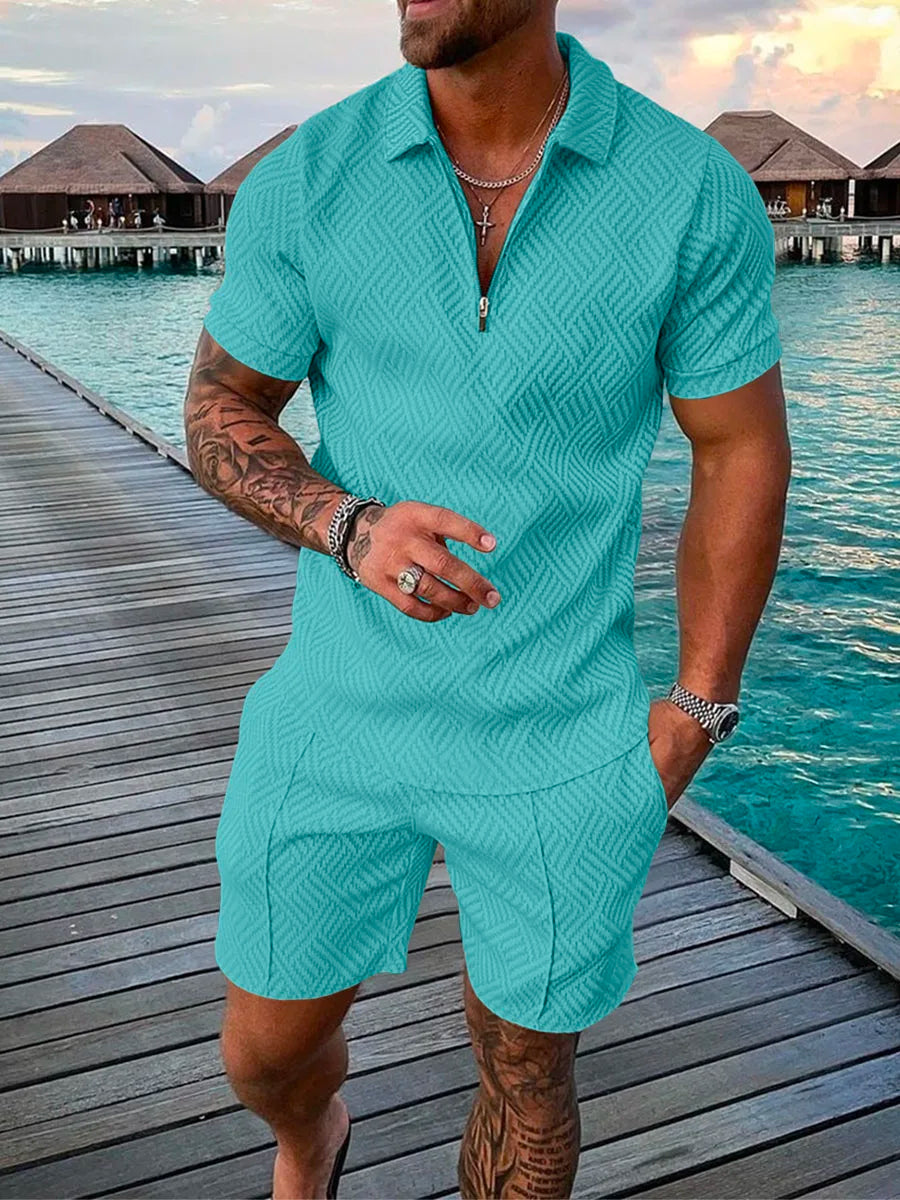 Men's Abstract Dot 3D Print Polo Shirt & Shorts Set – Oversized Fashion Tracksuit