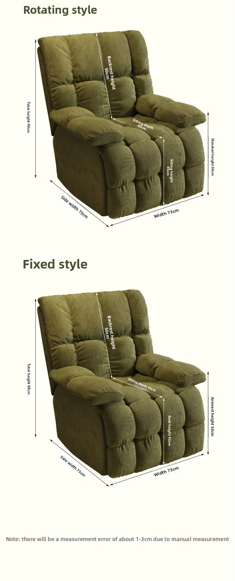 Five-Position Fabric Lounge Chair with Padded Arms