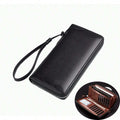 RFID Blocking Long Zipper Wallet – PU Leather Business Clutch Card Holder for Men
