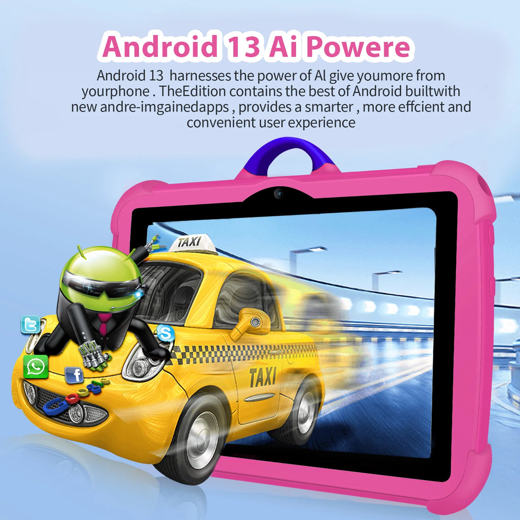 BDF 7" Kids Study Tablet – 4GB RAM, 64GB, Android 13, 5G Wi-Fi, Dual Camera