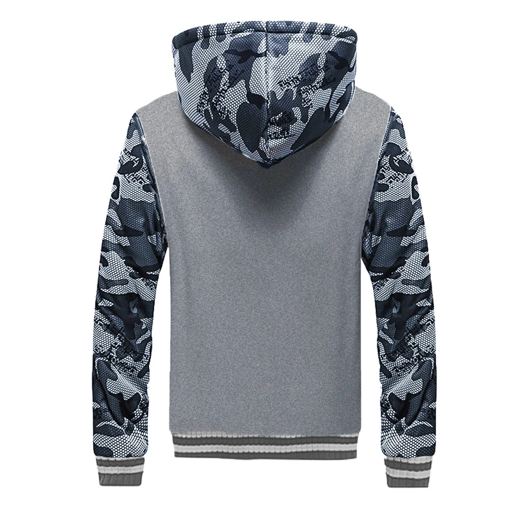 Men's Camouflage Fleece Jacket – Hooded Winter Layer