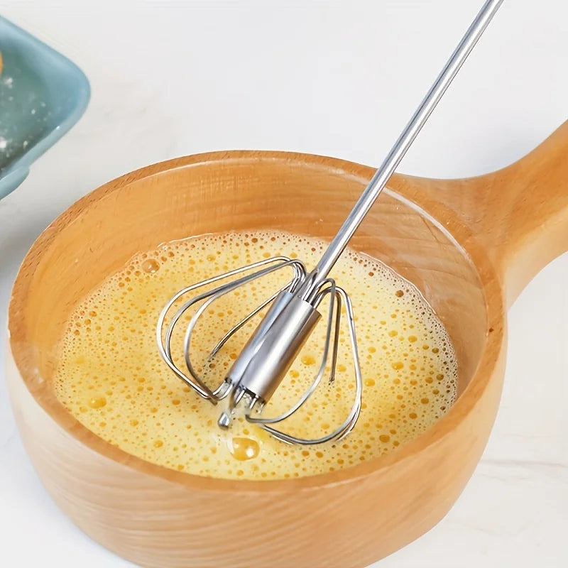 Whisk Faster. Bake Better. — Stainless Steel Semi-Automatic Egg Beater | S/M/L Sizes, Hand Push Mixer, Milk Frother, Kitchen Baking Tool