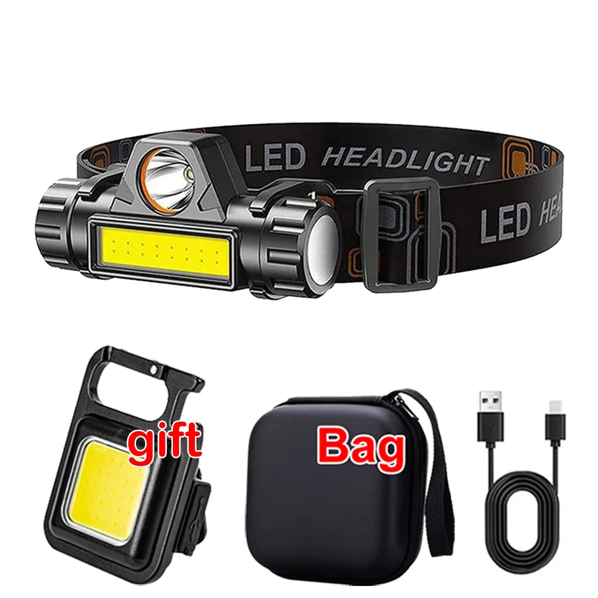 Rechargeable COB LED Magnetic Headlamp — Wide-Beam Work Light with Hands-Free Wear