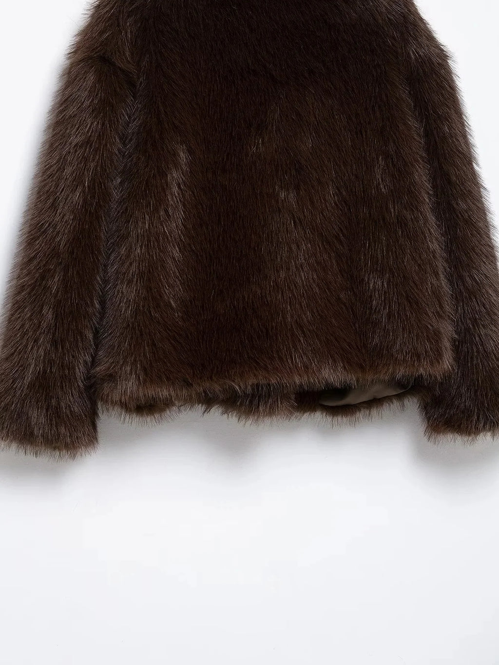 Women's Oversized Faux Fur Jacket – Single-Breasted Elegant Warm Coat