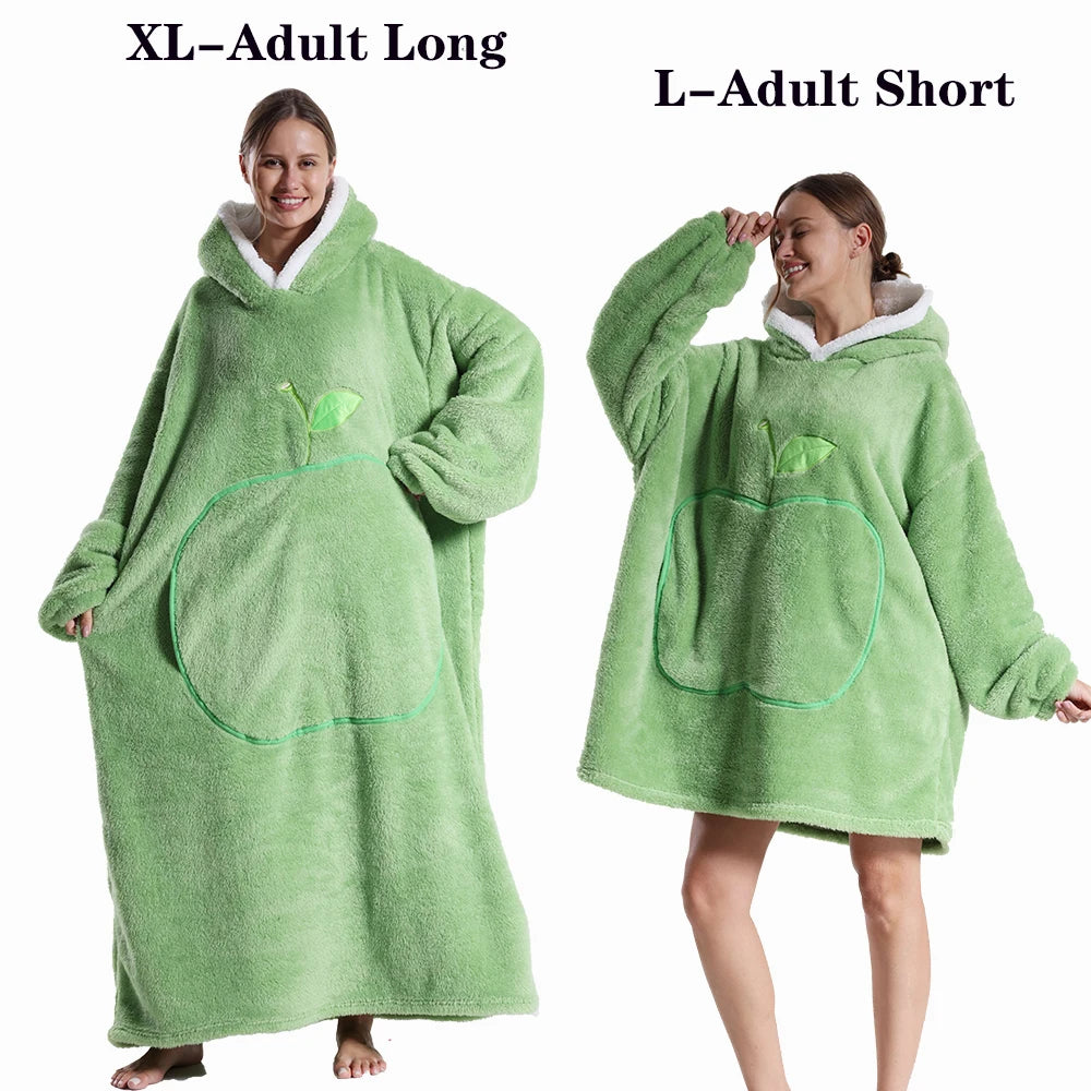 Oversized Wearable Blanket Hoodie – Plush Fleece with Sleeves, Hood & Pocket, 40 Designs