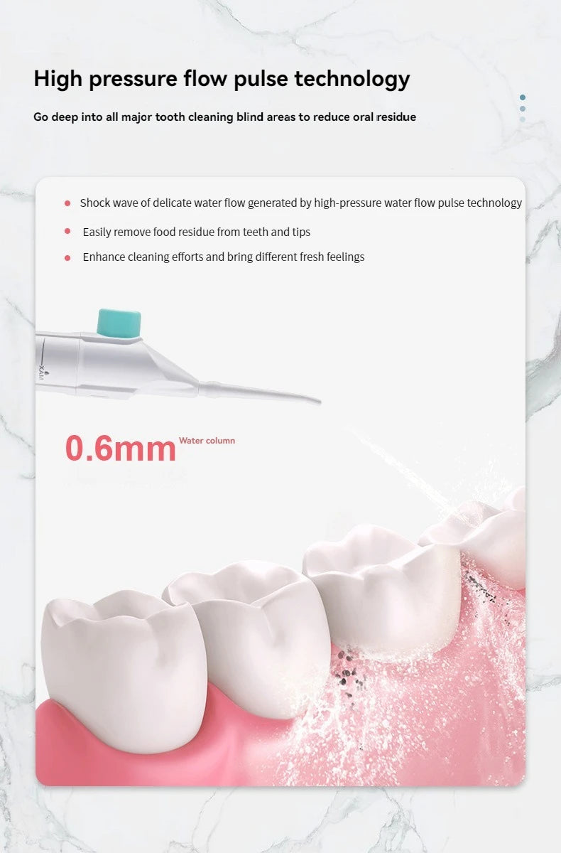 Cleaner Teeth. Healthier Gums. — Portable Manual High Pressure Oral Irrigator | Water Dental Flosser, Toothpick Jet, No Batteries, Pink, Blue & Black