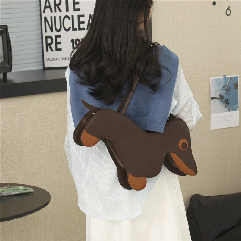 Sausage Dog Novelty TPU Tote Bag – Cute Doll Top Handle Shoulder Bag for Women