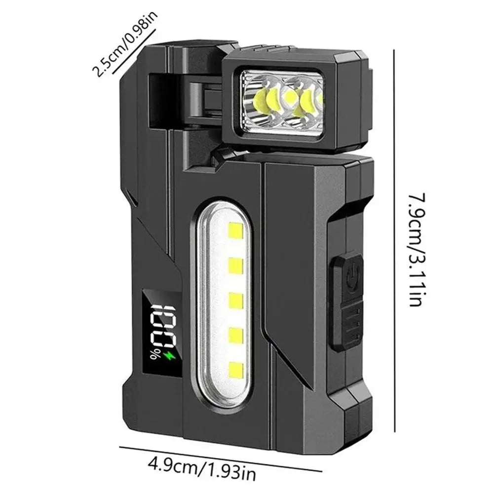 Mini COB LED Flashlight – 400 Lumen, 180° Rotating Magnetic Base, IP68, USB Rechargeable Work Light