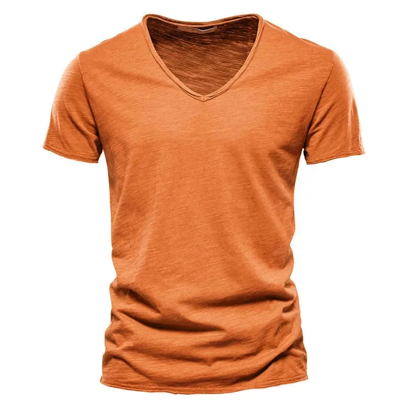 Men's 100% Cotton V-Neck Short Sleeve Tee — Classic Everyday T-Shirt