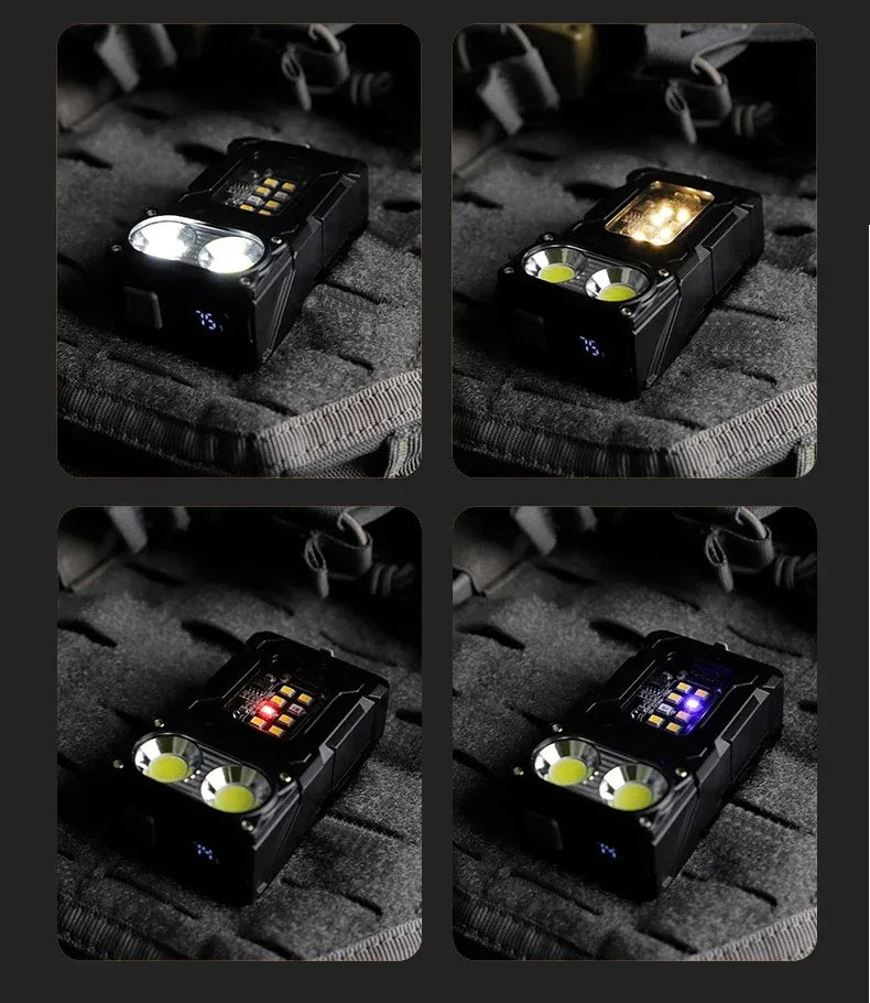 Tactical EDC Work Light – 1200 Lumen, 8-Speed COB+LED, Type-C, Tail Magnet, Pen Clip, MOLLE Compatible