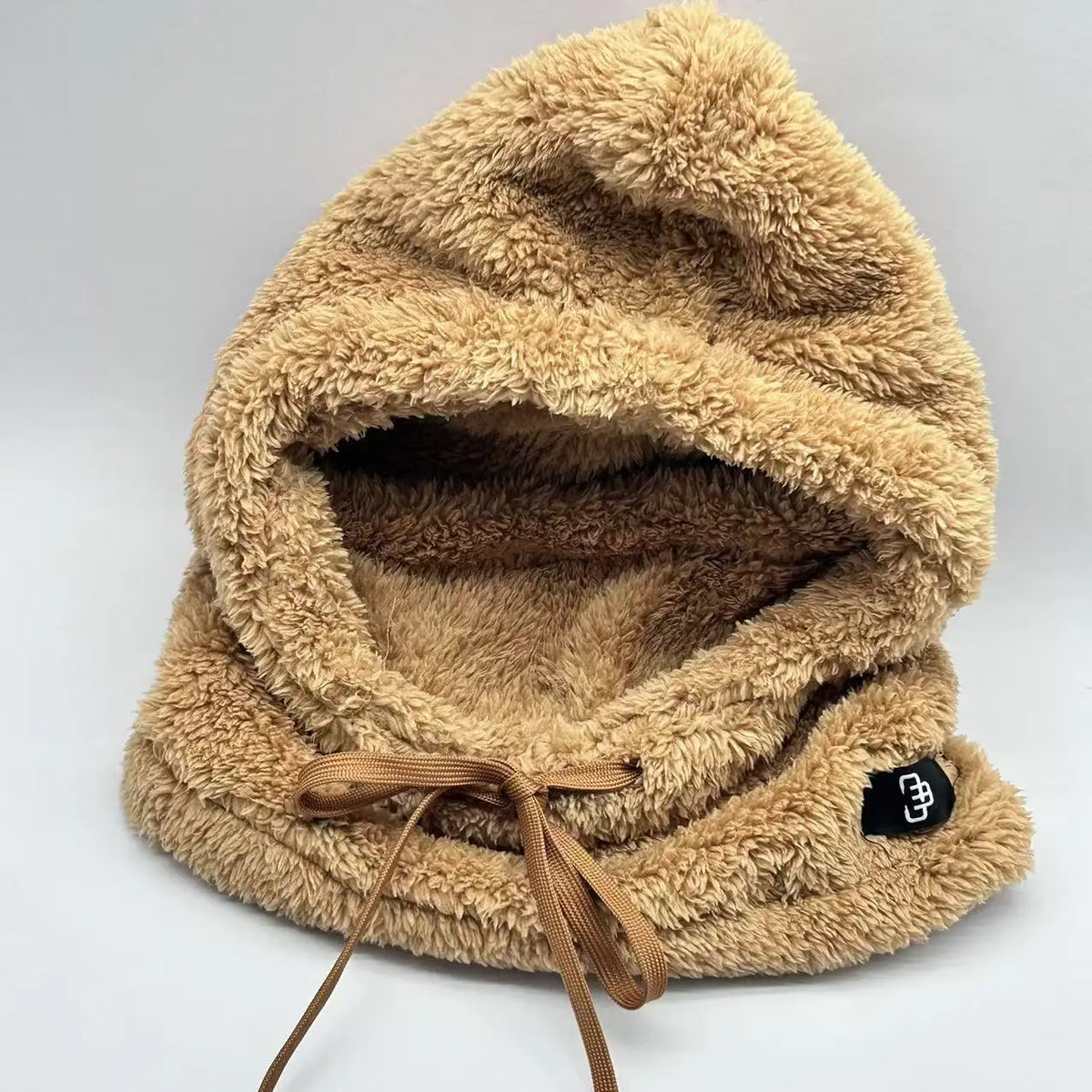 Plush Drawstring Balaclava Hood with Face and Neck Cover
