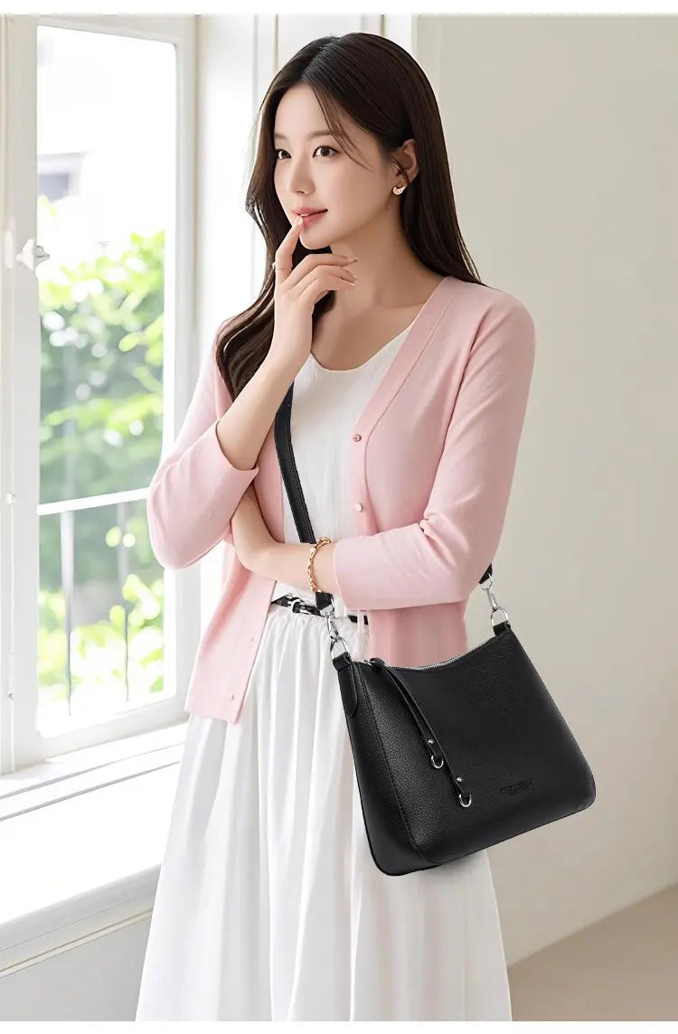 Luxury PU Letter Detail Shoulder Crossbody Tote Bag – Large Capacity Messenger Handbag for Women