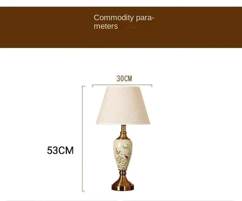 French Style Ceramic Lamp – Fabric Shade