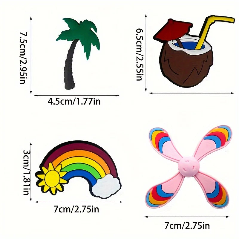 8-Piece Cartoon Rubber Charm Inserts for Beach Bag – Tote Handbag Handle Decoration Set