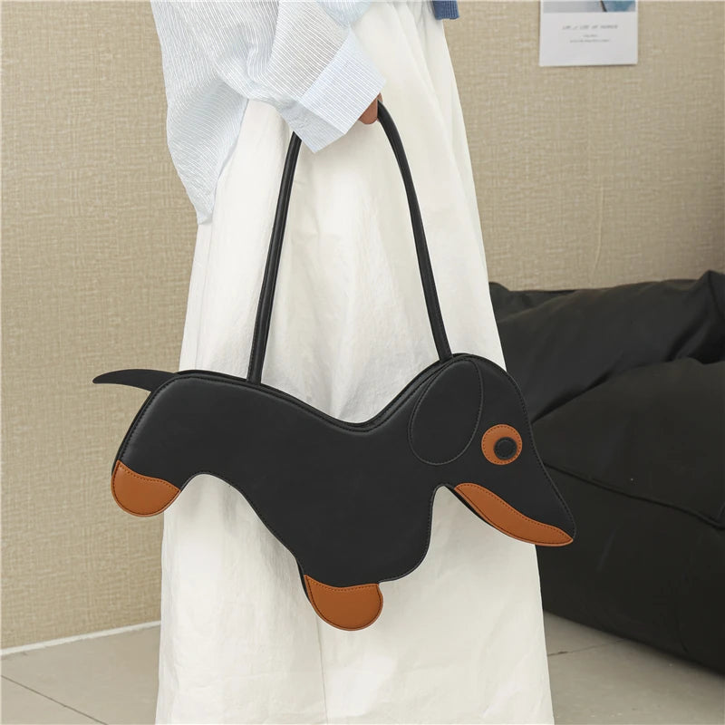 Sausage Dog Novelty TPU Tote Bag – Cute Doll Top Handle Shoulder Bag for Women
