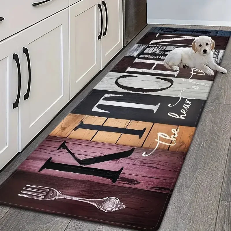 Vintage Wood Grain Kitchen Rug – Non-Slip Soft Mat for Kitchen, Hallway & Entryway