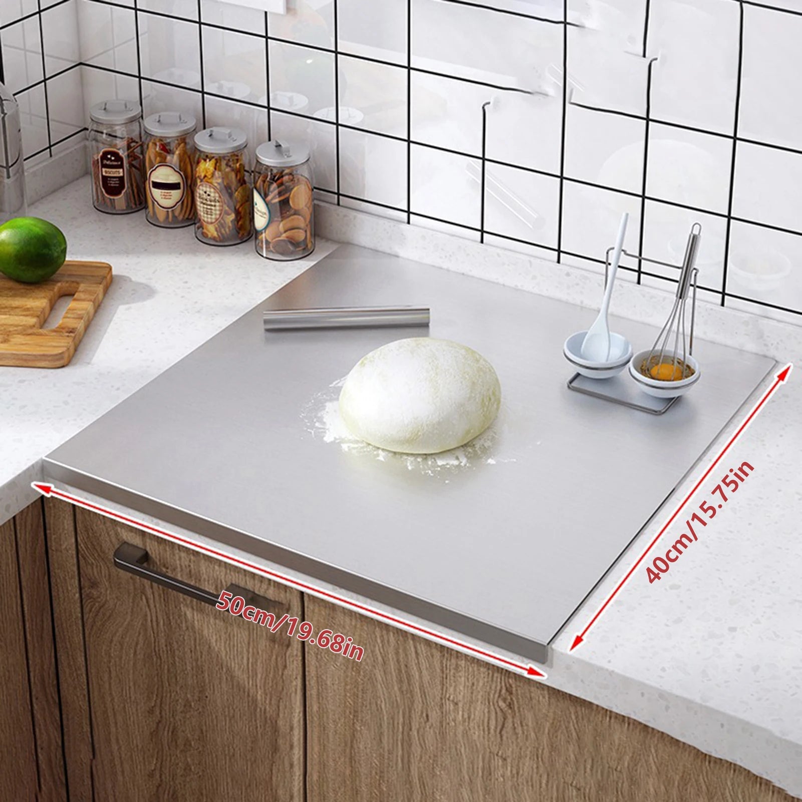 Non-Slip Stainless Steel Cutting Board — Eco-Friendly Kitchen Chopping Board for Vegetables, Meat & Dough (S & L)