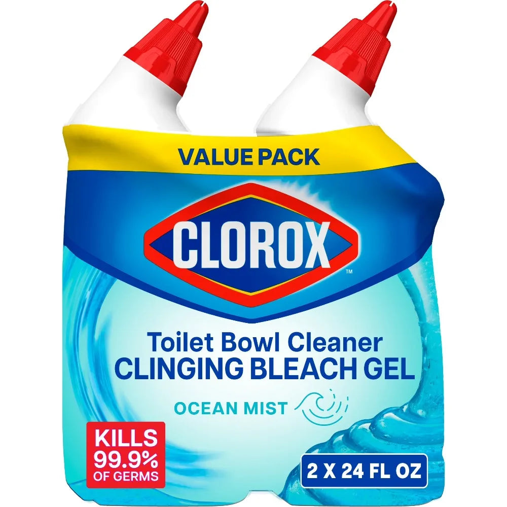 Sparkling Clean in Seconds — Toilet Bowl Cleaner Gel with Bleach | 3X Cleaning, Ocean Mist, 24 fl oz, Pack of 2