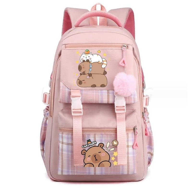 Capybara Print Women's Laptop Backpack – Large Capacity School Bag