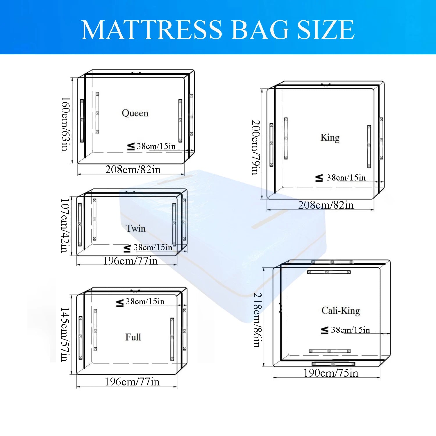 Heavy-Duty Mattress Bag for Moving & Storage – Reusable Tarp Cover with Easy Carrier