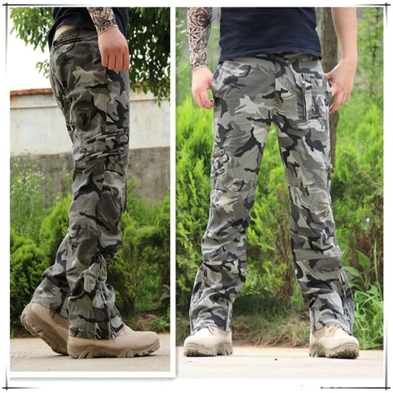 Men's Tactical Cargo Pants — Multi-Pocket Cotton Camouflage Outdoor Work Trousers