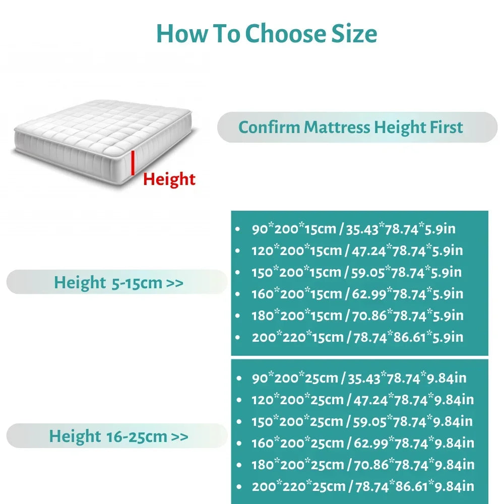 5-Sided Embossed Cotton Quilted Mattress Protector – Washable Anti-Mite Topper, Multiple Sizes