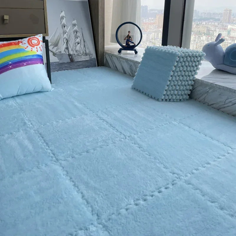 Soft Plush Kids Play Mat – Interlocking Foam Puzzle Carpet Tiles for Children, 10 or 20 Pcs