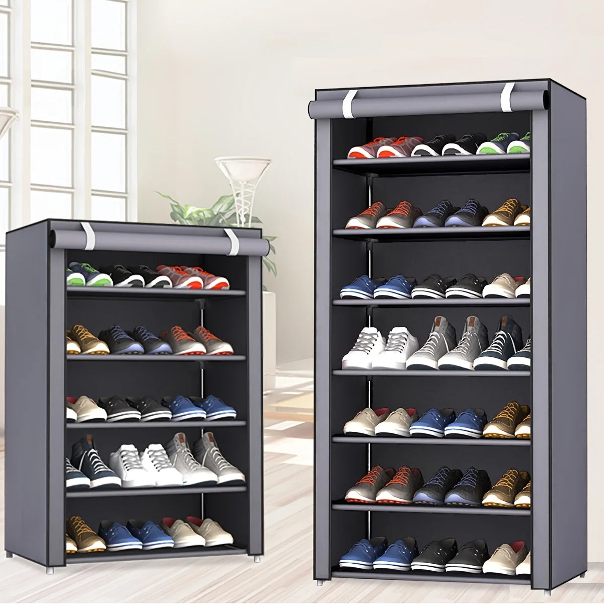 6-10 Tier Shoe Cabinet with Dust-Proof Rolling Shutter Door – Space-Saving Storage for Entryway, Hallway & Bedroom