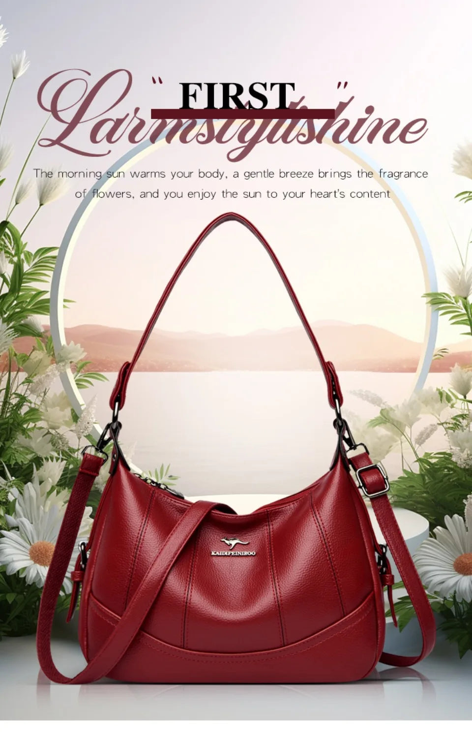 VANDERWAH Genuine Leather Two-Layer Flap Shoulder Bag – Luxury Crossbody Messenger Handbag for Women