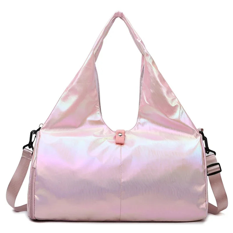 Large Capacity Gym Travel Shoulder Tote Bag – Multi-Function Ruched Cotton Handbag for Women