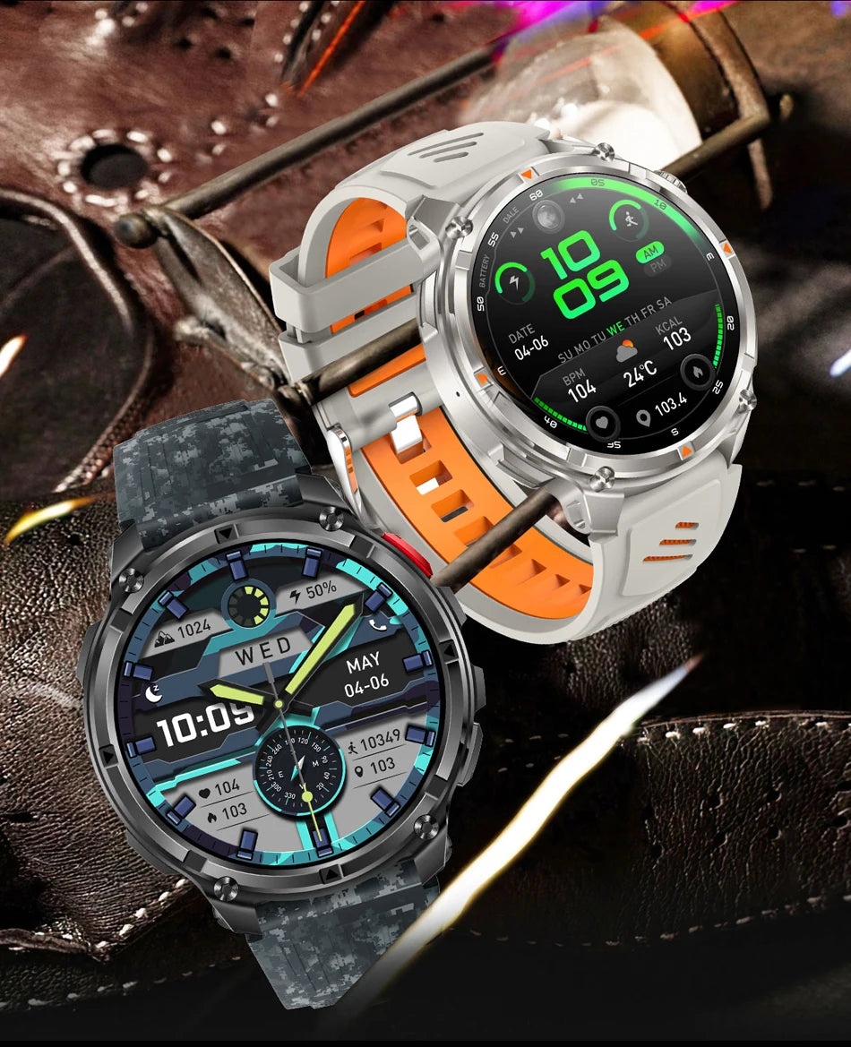 T-Rex3 Pro GPS Military Smartwatch – 1100mAh, 5ATM Waterproof, Sports Run Tracker & Compass