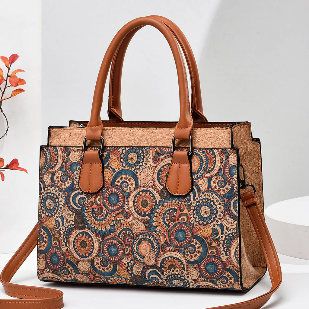 Luxury Floral Print PU Tote Bag – Large Capacity Shoulder Crossbody Messenger Bag for Women