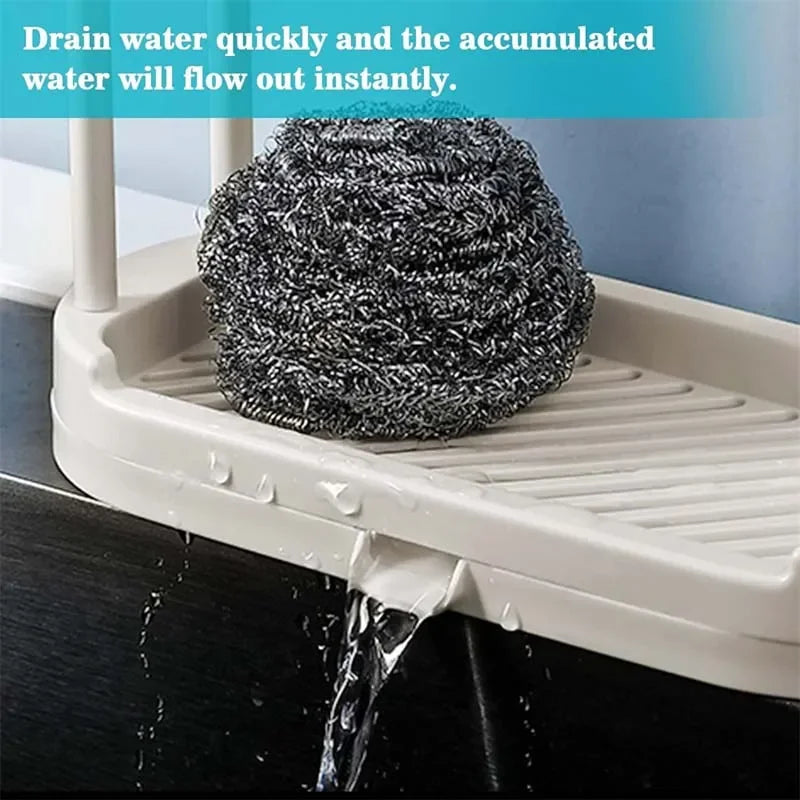 Kitchen Sink Drain Storage Basket — 2-Piece Sponge & Rag Drainage Shelf Organizer