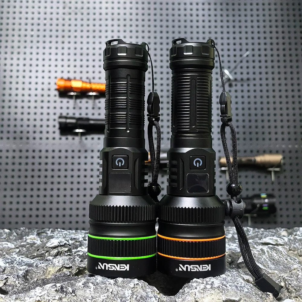 2500 Lumen Long Range LED Flashlight – IPX7 Waterproof, Type-C, 5 Modes, Power Bank Function