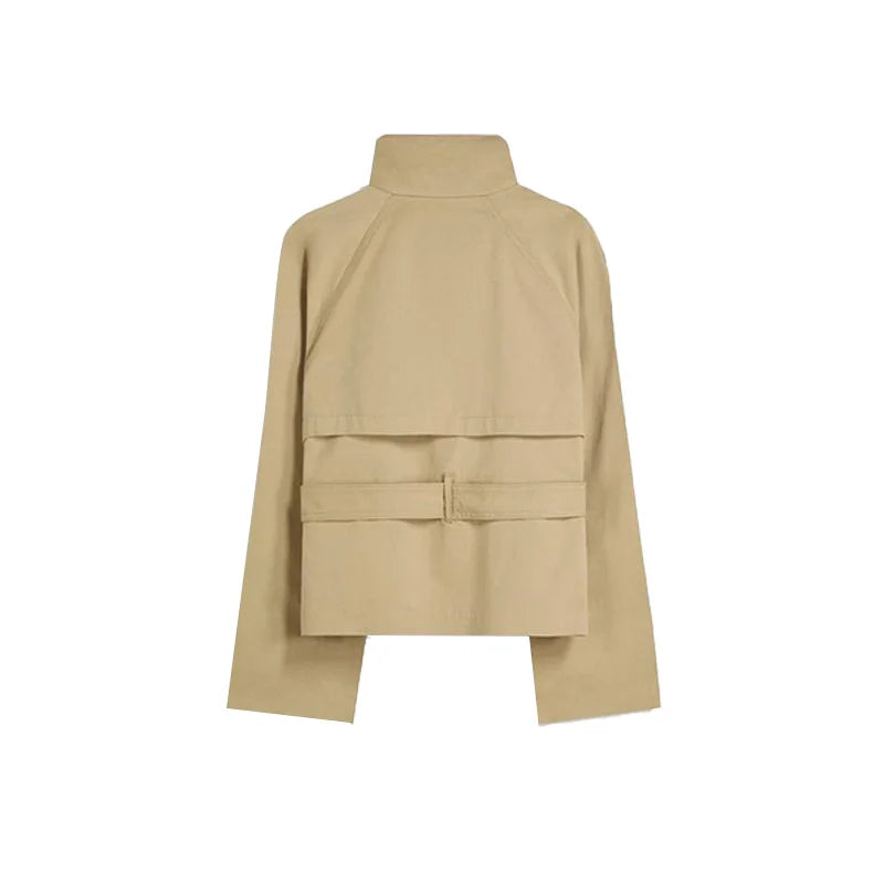 Women's Double-Breasted Cropped Trench Coat – Chic Vintage Office Jacket