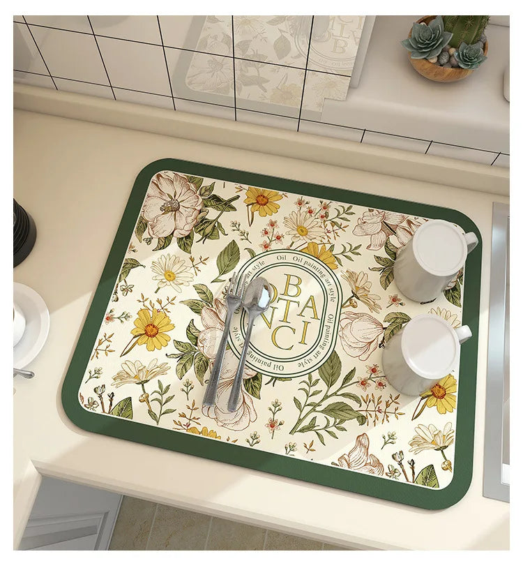 Dry Dishes. Protect Counters. Stay Stylish. — Super Absorbent Kitchen Dish Drying Mat | Anti-Slip, Quick Dry, Drain Pad, 4 Sizes, Multiple Colors