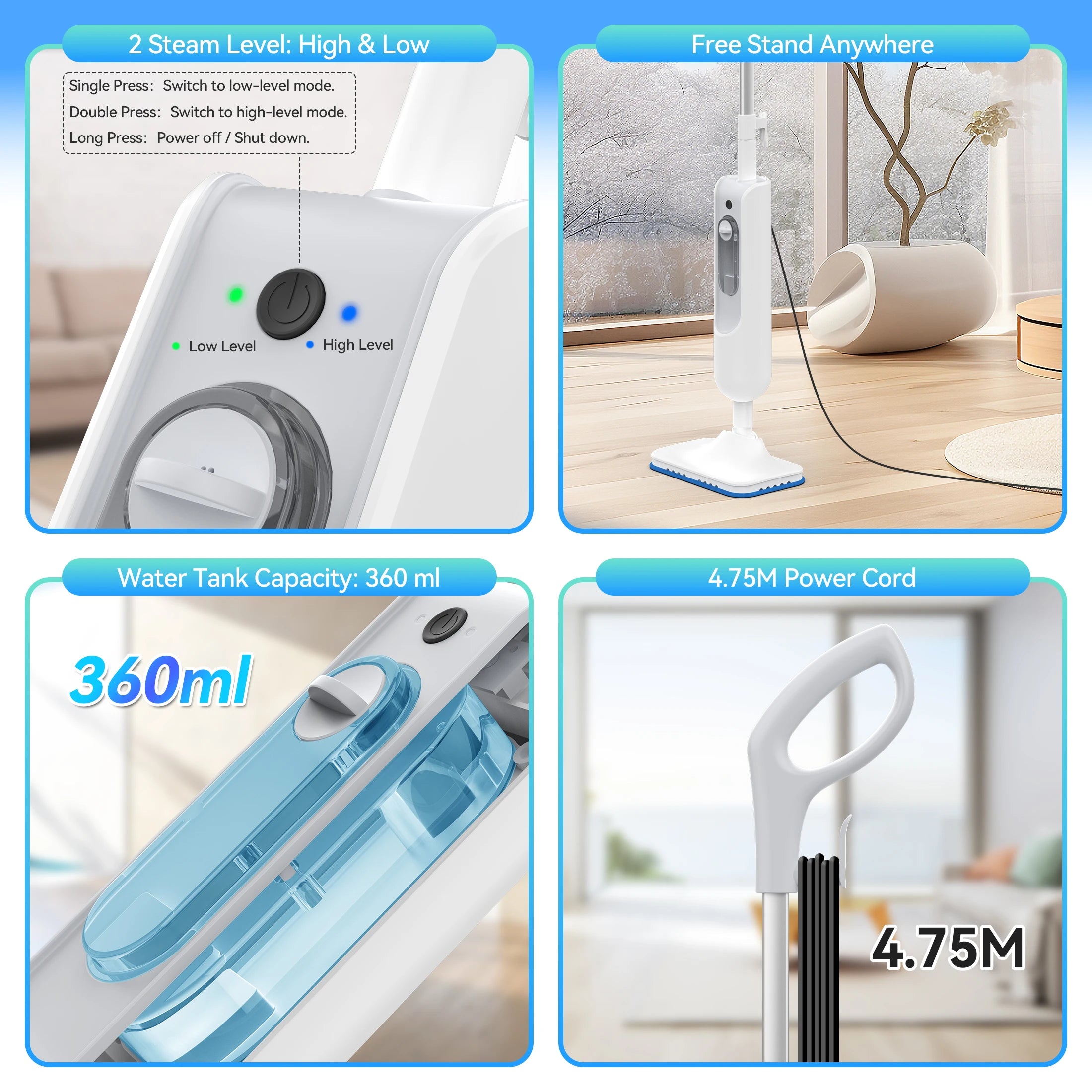 INSE 6-in-1 Powerful Steam Mop — High-Temperature Detachable Scrubbing Steam Cleaner for Hard Floors, Carpet & Kitchen