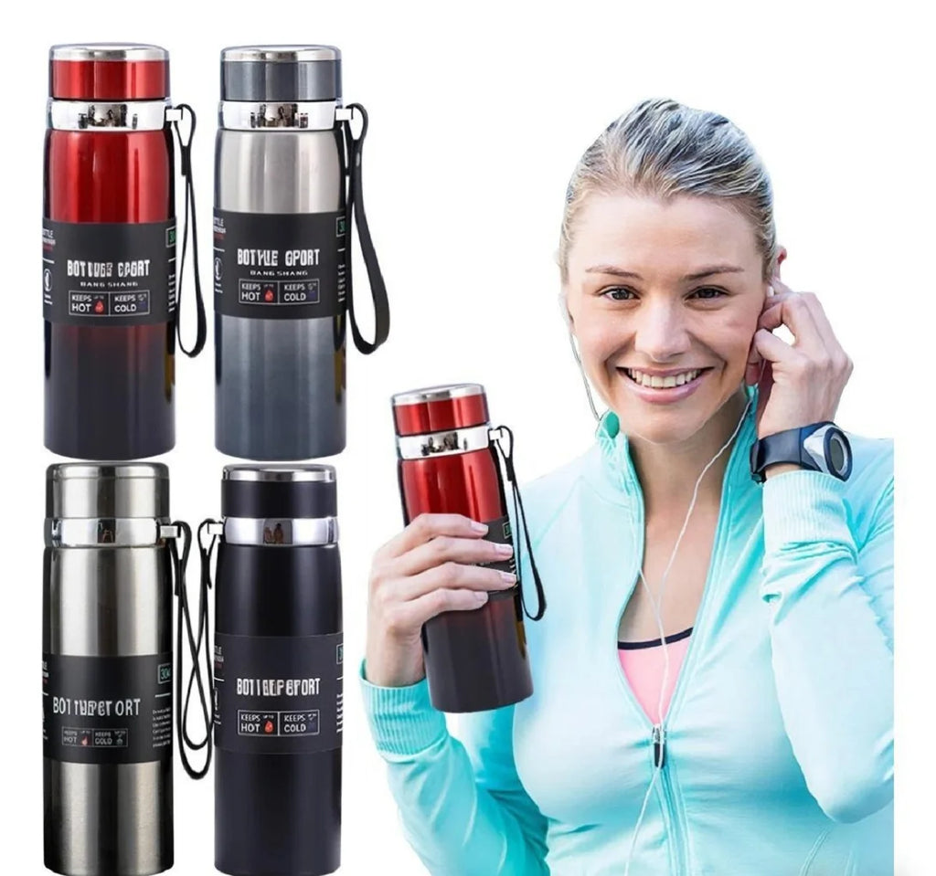 1L Stainless Steel Thermal Water Bottle — Vacuum Insulated Thermos with Handle for Hot & Cold Drinks