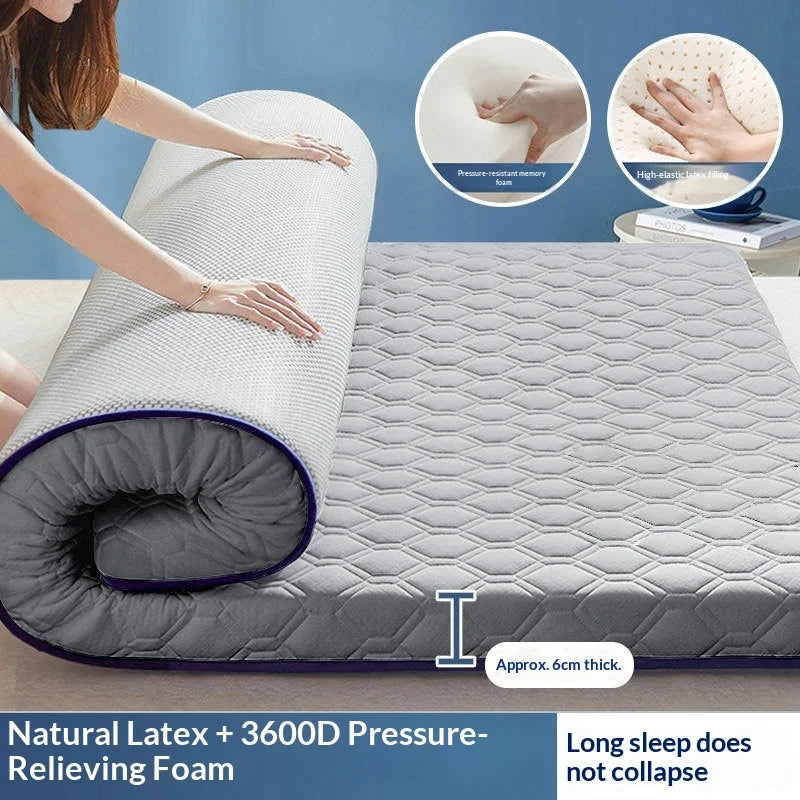 Premium Latex Mattress Topper – Thick Foldable Tatami Futon Pad, Dorm & Home, Multiple Sizes