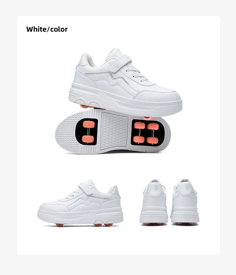 6-Wheel Children's Roller Skate Shoes – 2-in-1 Detachable Wheel Skating Parkour Racing Sneaker