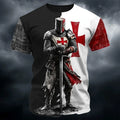 3D Print Templar Knight Warrior T-Shirt — Medieval Graphic Short Sleeve Tee