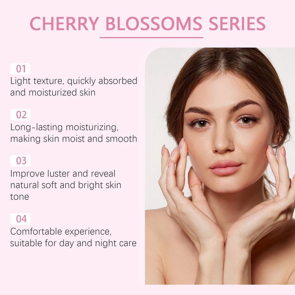 Sakura Skincare Set – Cherry Blossom Face Cream, Serum, Toner, Cleanser & Eye Cream for Women
