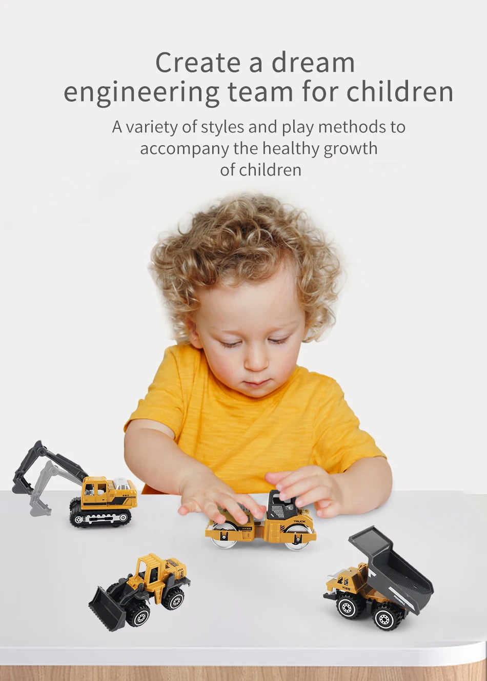 Die-Cast Construction Vehicle Toy Set – 1:64 Alloy Trucks & Excavators