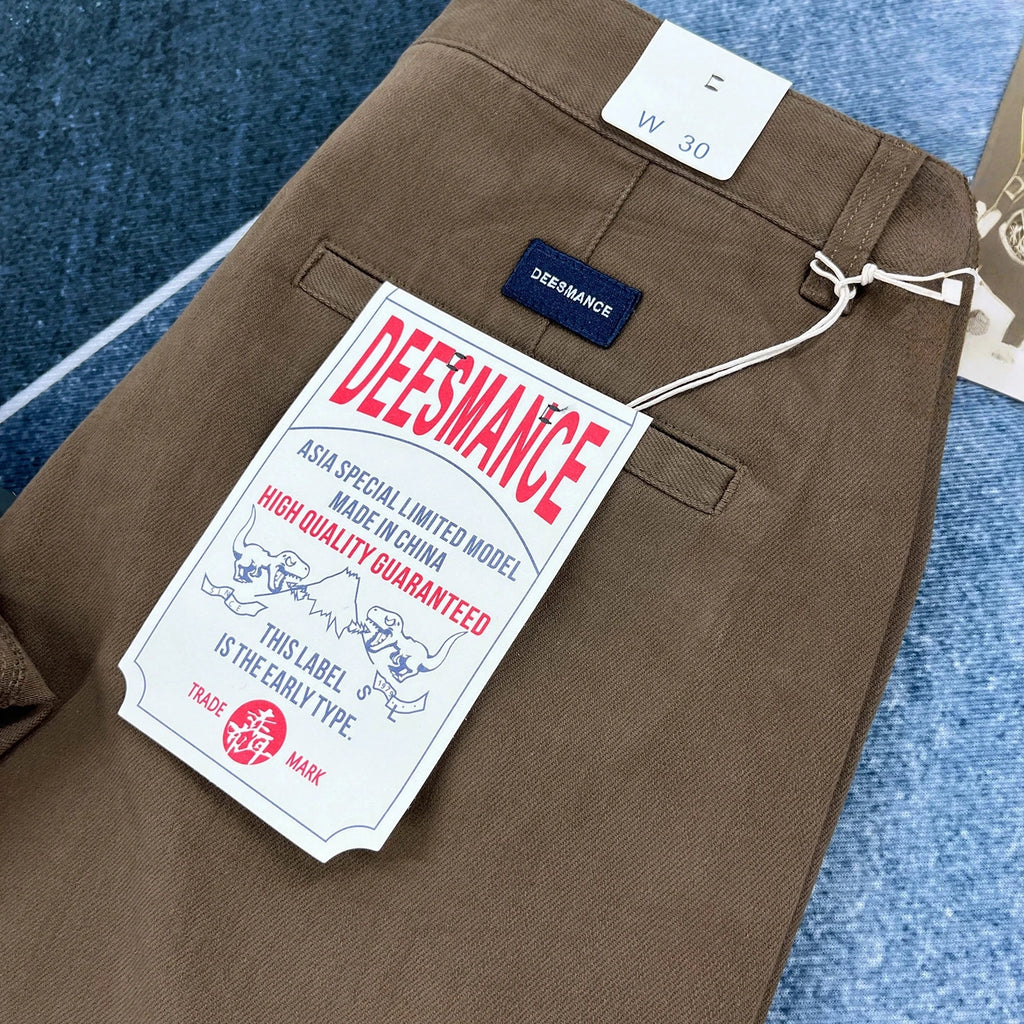 Men's Heavyweight Work Pants – Retro Straight Leg Stretch Cotton Trousers